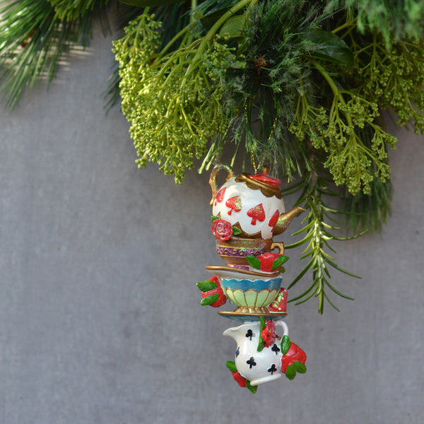 Tea and Red Roses Christmas Decoration