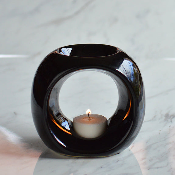 Oil Burner in Black with Melts and Tea Lights