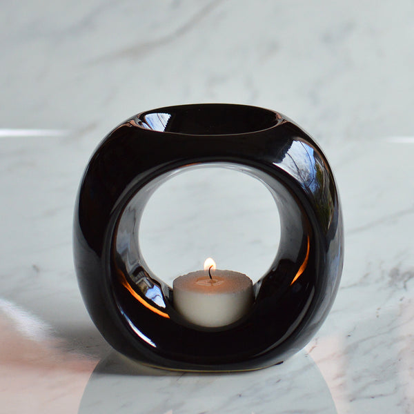 Oil Burner in Black with Melts and Tea Lights