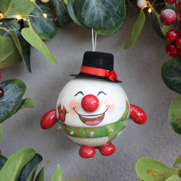 Snowman LED Bauble with Green Scarf